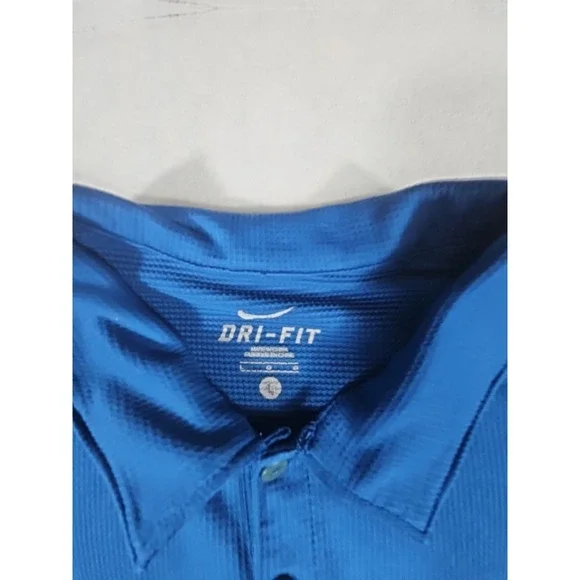 Y2K Nike Dri Fit Golf Polo Shirt Waffle Knit Blue/White Mens Large - Picture 4 of 14